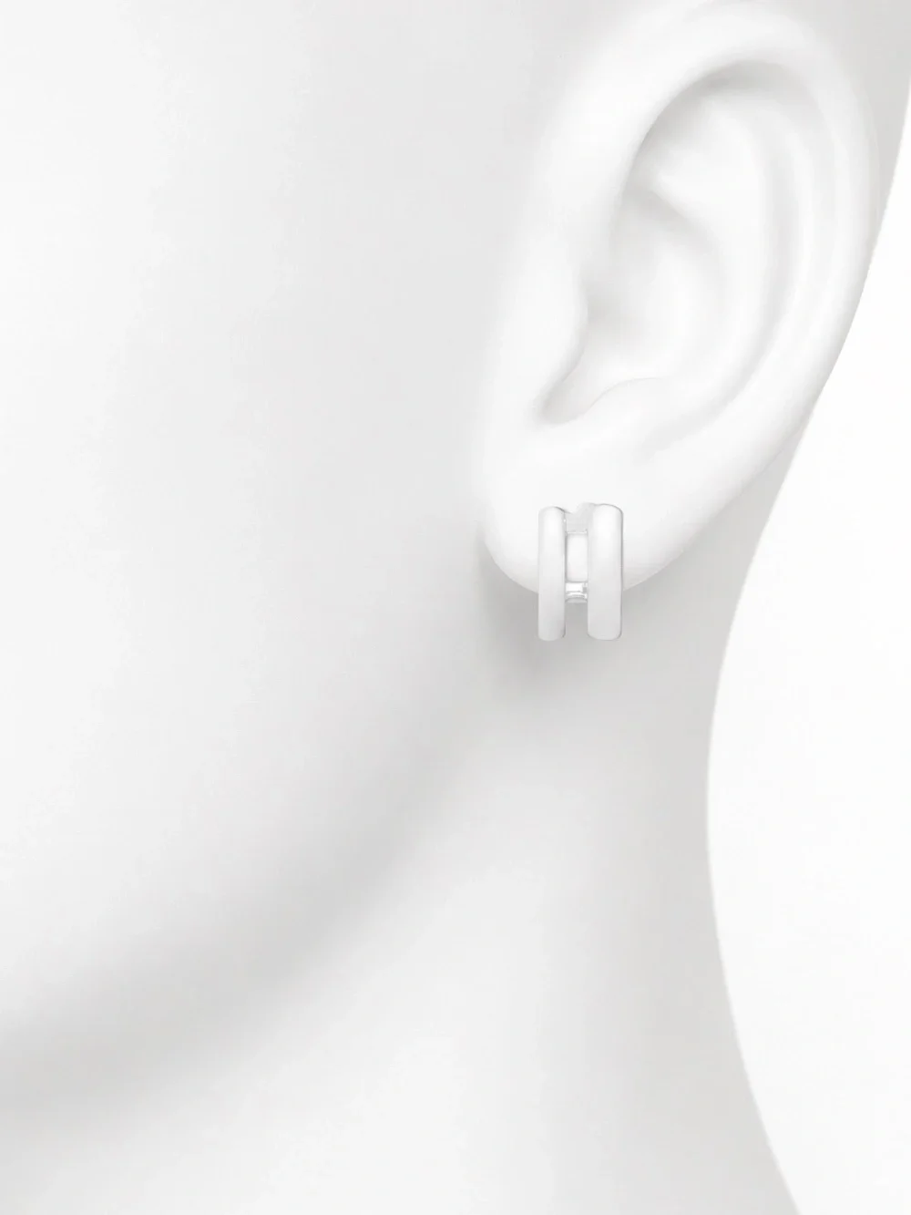 Chucky Sculpted Silver Tone Stud Hoop Earrings (NWT)